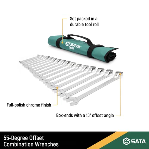 Sata 55-Degree Offset Combination Wrench Set, 17-Piece, Metric (6-22 Mm), Full-Polish - St08018-02 #TOP1