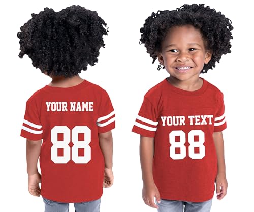 Custom Cotton Toddler Jersey - Personalize Your 2 Sided Team Uniform, Red 3T