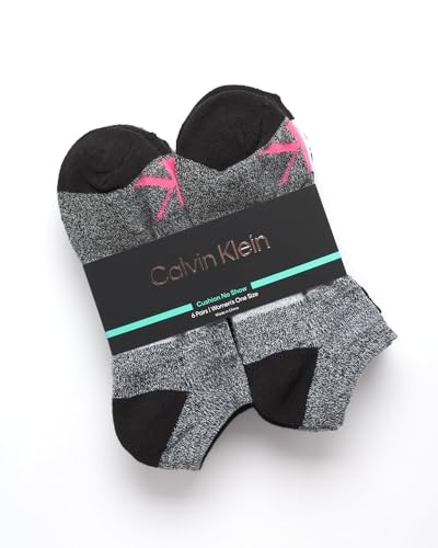 Image of Calvin Klein Womens No Show Socks - 6 Pack Breathable Cotton Blend Athletic Performance Low Cut Running Socks for Women