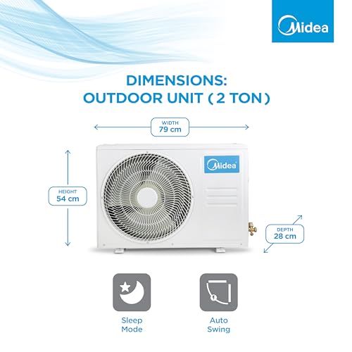 Image of Midea 2 Ton 3 Star AI Gear Inverter Split AC (Copper, Convertible 4-in-1 Cooling,HD Filter with Auto Cleanser, SANTIS PRO DELUXE, MAI24SD3R32F0,White)