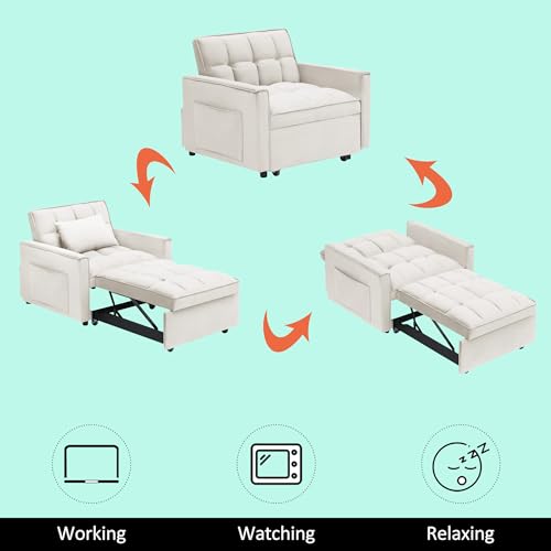 Sillón plegable terciopelo blanco cremoso miniatura 6