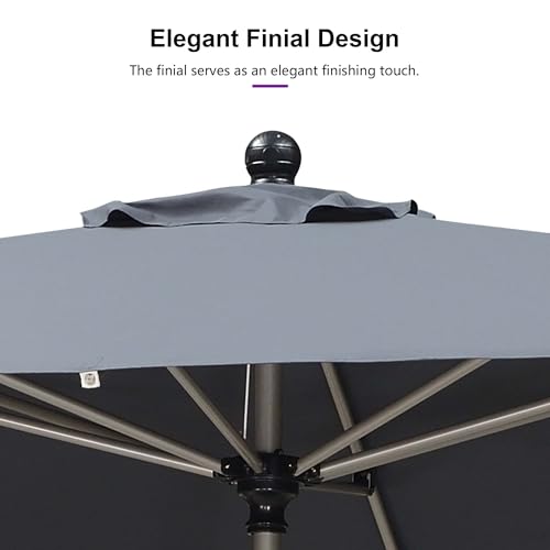 Image of PURPLE LEAF Patio Umbrella 6' x 9' Rectangle Tilt Market Umbrella Grey