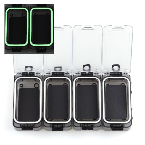 Organizador de cajas para aparejos THOUISLAND - 4 cajas pequeñas con bandejas magnéticas e impermeables, sistema luminoso portátil y compartimentos personalizables para pesca miniatura 1