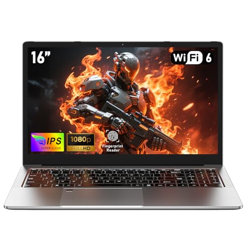 NAIKLULU 16 Pouces Ordinateur Portable Gaming 32GB RAM 1TB SSD, R7 5825U Processor (2,0 à 4,5 GHz) Laptop Pc Portable Gamer 2025, 51.97Wh/Clavier Complet Rétroéclairé/Webcam/Touchpad/Type-C