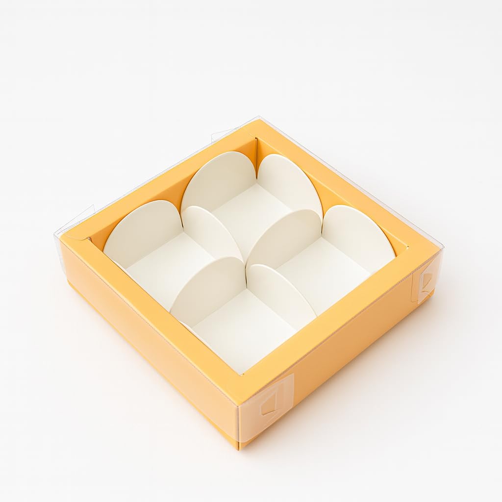 mudrit Chocolate Gift Boxes with 4 Cavity for Truffles, Mithai, Ladoo, Brownies, Pack of 20, Size 4 x 4 x 1.25 inches (Peach)-image-27