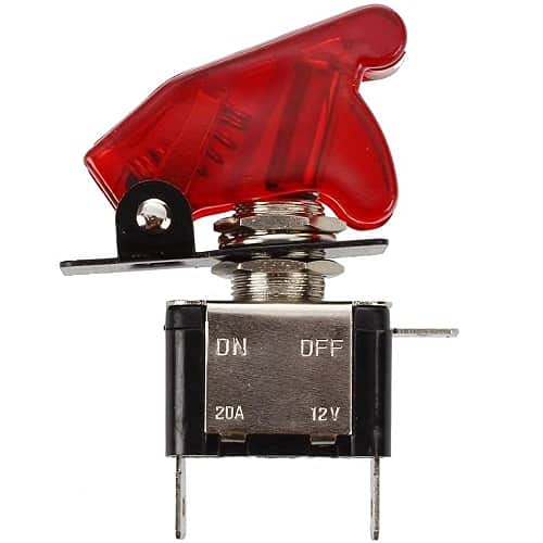 AUTOZOCO Interruptor de palanca de metal, Interruptor basculante, Interruptor SPST, Interruptor Flick Flip, 12 V 20A, SPST ON/OFF, con tapa, LED rojo, 2 pines