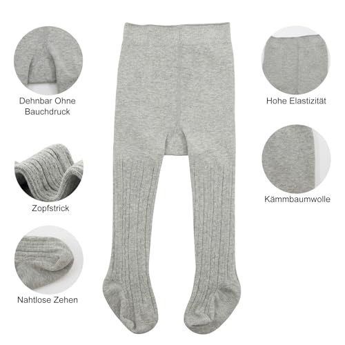 PONCEAU Baby Strumpfhosen für Mädchen Weiche Baumwolle Leggings Kleinkind Solide Strick Socken Warme Strümpfe Neugeborenen Hosen Weiß 1-2 Jahre