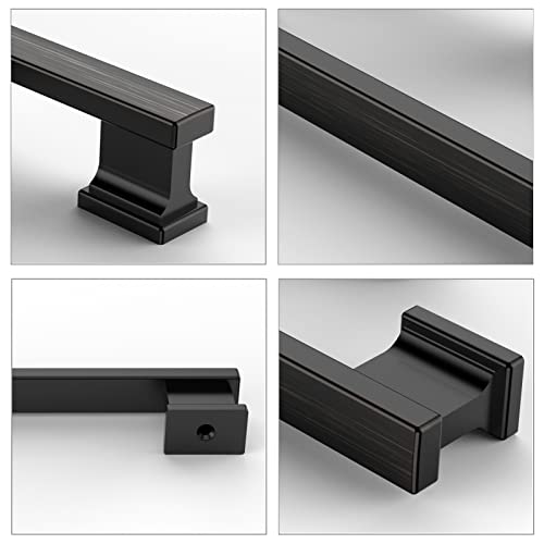 Furniware 5 Pack Cabinet Drawer Pulls, Heavy Duty Cabinet Door Handles Pull Oil Rubbed Bronze- 5"(128Mm) Hole Center #TOP2