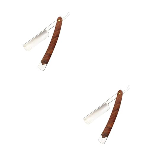 FOMIYES 2 piezas de afeitar rectas afeitadoras de afeitar para hombres de acero inoxidable afeitadoras calvas para hombres cabeza facial recortadora