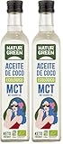 NATURGREEN - Aceite de Coco MCT Bio Ecológico, Para Recetas, Elaboración de Platos, Sustituto de Mantequilla, Cocinar y Hornear (Paquete de 2)