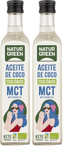 NATURGREEN - Aceite de Coco MCT Bio Ecológico, Para Recetas, Elaboración de Platos, Sustituto de Mantequilla, Cocinar y Hornear (Paquete de 2)