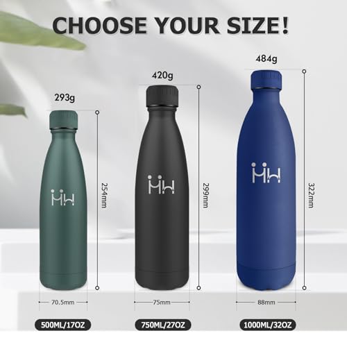 Miniatura 5 de Botella Agua Acero Inoxidable 750ml, Termo Agua sin BPA, Botella Termo Reutilizable, Cantimplora Termica con Doble Pared, Botella Termica para Oficina, Escuela, Yoga, Deporte, Senderismo, Aire Libre