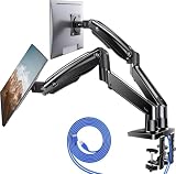 HUANUO Supporto Doppio Monitor 13-40 pollici, Braccio Doppio Monitor USB, Suppor to Regolabile in Altezza Supporto VESA Base a Morsetto a C/Gommino, Braccio Porta 12kg, HNDS7
