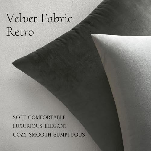 Image of MIULEE Pack of 2 Velvet Pillow Covers Decorative Square Pillowcase Soft Solid Cushion Case for Sofa Bedroom Car 12 x 12 Inch Dark Grey