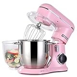 Kitchen in the box Small Stand Mixer, Two bowls Electric Kitchen Mixer (Pink, 5QT)