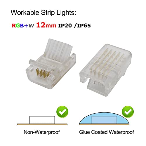 Biantie La 5 Pin 12Mm Led Strip To Wire Connector Rgbw Unwired Clips Solderless Adapter Terminal Extension Connection For Multicolor Led Strip Lights 12V 24V (Pack Of 10) #TOP1