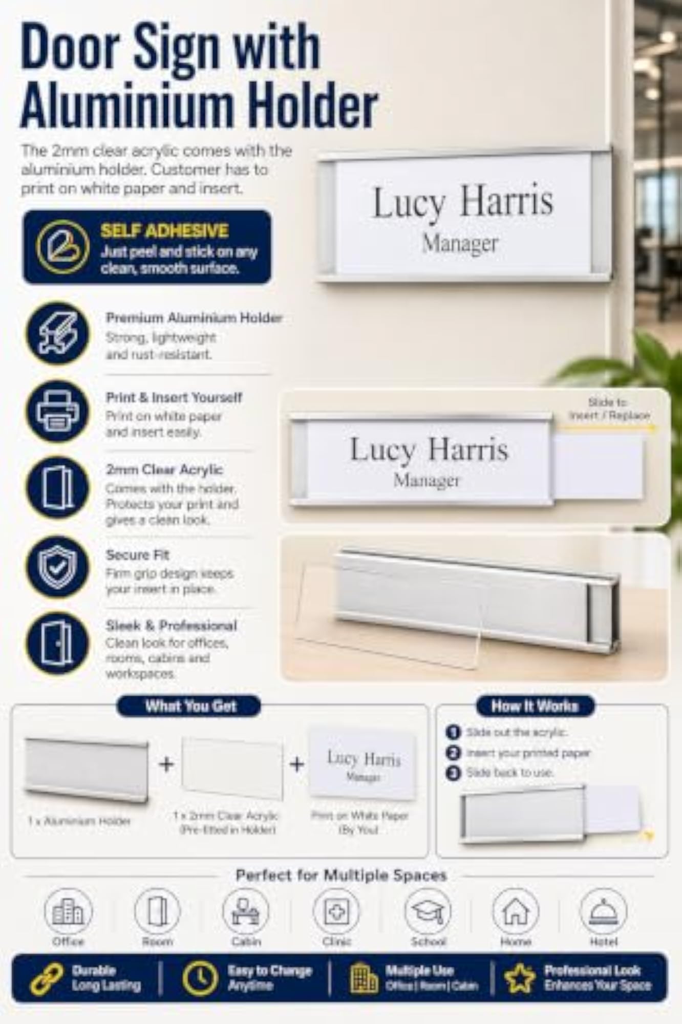 Aluminium Door Plate with Acrylic Cover