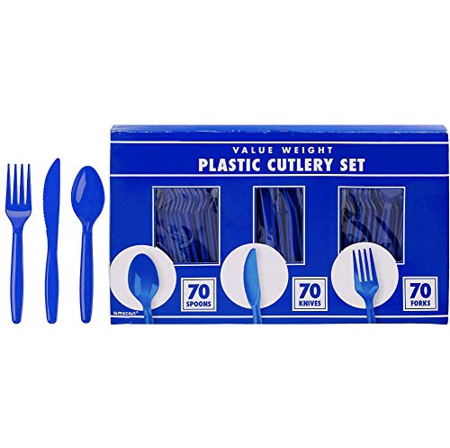 Amscan Big Party Pack Window Box Cutlery Set | Bright Royal Blue | 210 ct. | Party Supply