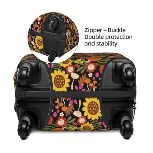 Sunflowers Mushrooms Print Luggage Covers For Suitcase,Elastic Washable & Stretchable Suitcase Covers For Luggage, Anti-Scratch - Fits 18-32 Inch Luggage-No Luggage Included2