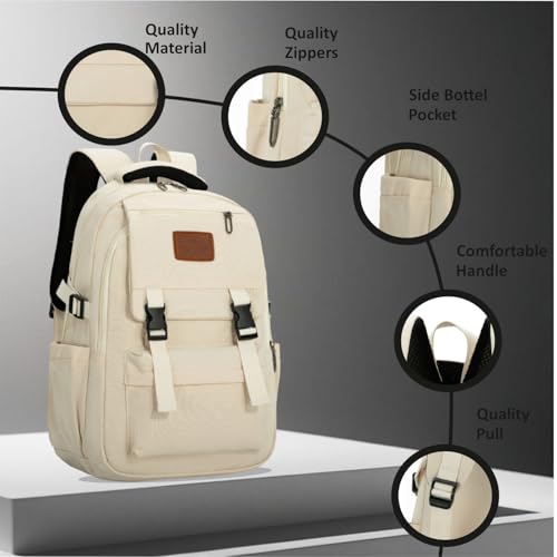 Image of Tinytot 30 Litre Japanese Korean Style School Bag Water-Resistant Laptop & Travel Backpack - Unisex Large 18 Inches Multipurpose Student Backpack for Boys & Girls, Men & Women