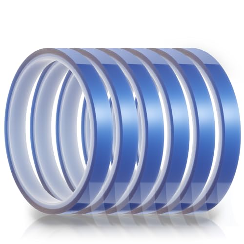 Image of 6 Rolls Blue Heat Sublimation Tape High Temperature Resistant No Residue Heat Transfer Tape for Sublimation Press Vinyl Fixing of Electronic Parts During Processing (10mm x16m)