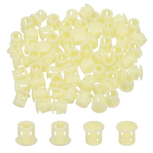 Image of MECCANIXITY 64PCS 7mm(9 /32 inch) Beige Plastic Hole Plugs, Flush Type Panel Hole Plugs Insert End Caps for Locking Hole Tubes Furniture Cabinet
