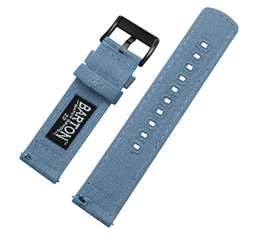 Image of 22mm Nantucket Blue - BARTON Canvas Quick Release Watch Band Straps - Choose Color & Width - 18mm, 20mm, or 22mm - Black PVD Buckle