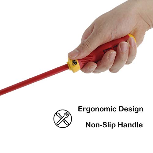 Insulated Screwdriver Set Kuntica 1000V Insulated Electrician Screwdriver Magnetic 4 Slotted And 3 Phillips Head Tips Screwdriver Non-Slip, 9 Piece #TOP3