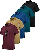 ZITY 5 Pack Polo Shirts for Men with Pocket Dry Quickly Short Sleeve Athletic Outdoor Work Collared Shirts XL