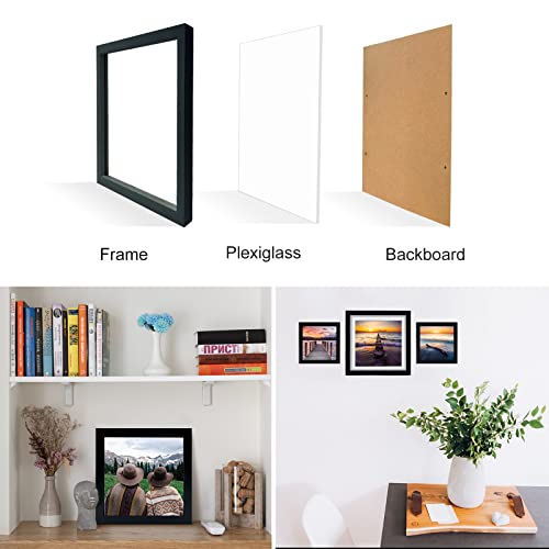 Lekaiya 6X6 Black Picture Frames Set Of 2, Square Solid Wood Photo Frame For Tabletop Or Wall Mounting #TOP3