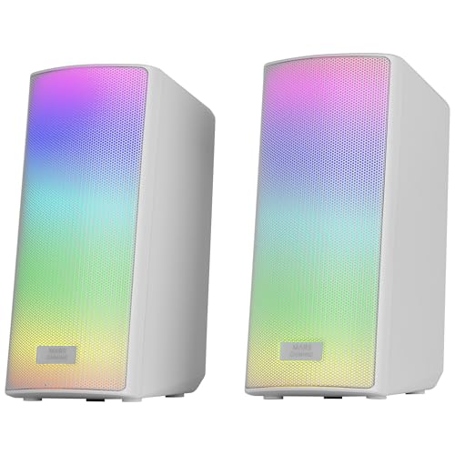 Altavoces Bluetooth Mars Gaming MSRGB2 con sonido DSP y luces RGB para tu escritorio gamer blanco 6