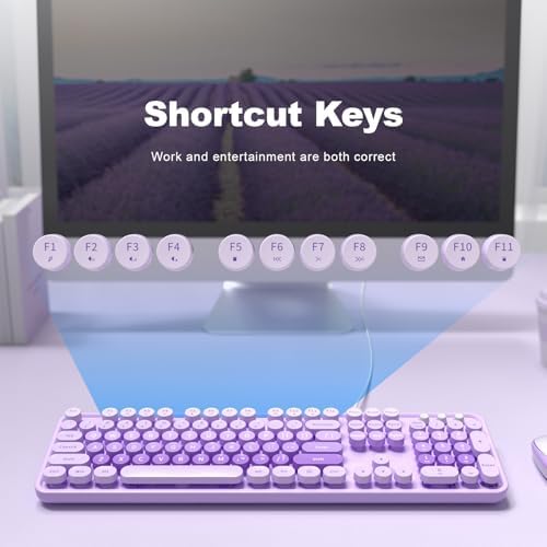 Atelus Large Print Keyboard, USB Wired Computer Keyboard, Full Size Keyboard with Number Pad for PC Laptop Desktop Windows 7 8 10 11 (Purple Colorful) - 4
