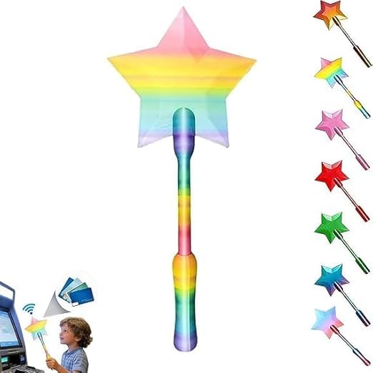 HshDUti Credit Card Wand, 3D Printed Wand Taps To Pay, Star Magic Wands Contactless Payment Card Holder, Contactless Payment Cards Holder for Kids Teens Adults Cosplay Magicians Performers (Rainbow)