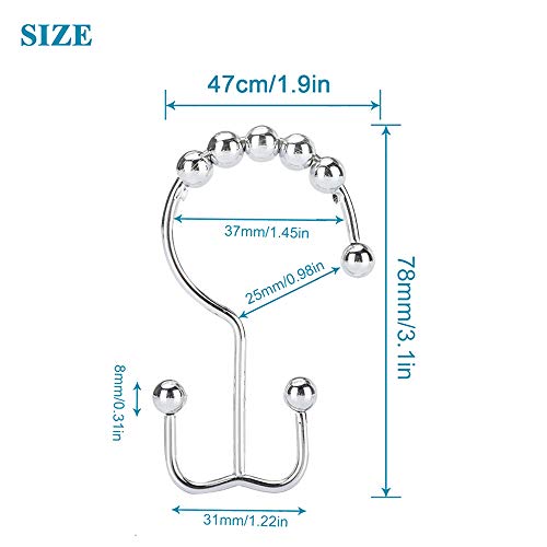 12 STUKS Douchegordijnhaken Ringen Antiroeststaal Gepolijst Chroom Douchegordijnring Roestbestendig Metaal Dubbel… - Image 3
