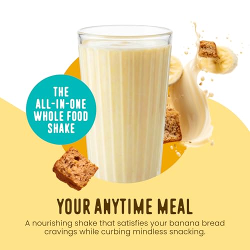 Image of FlavCity All in One Protein Shake Powder, Banana Bread - On the Go Meal Alternative + Collagen Peptides, Reishi & Cordyceps - Focus, Skin, Hair & Joint Support - 100% Grass Fed Whey, 20 Servings