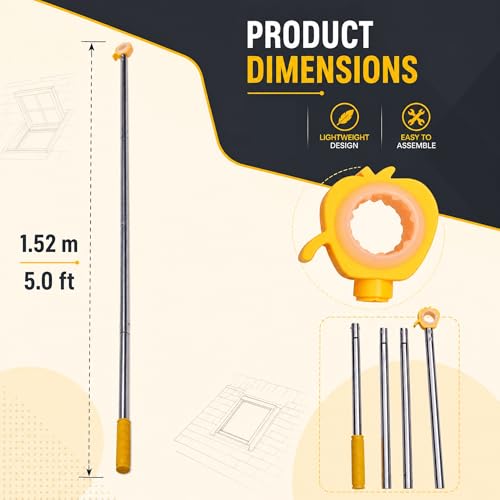 Poste para abrir ventanas extensible de 4 secciones con gancho de agarre firme 3