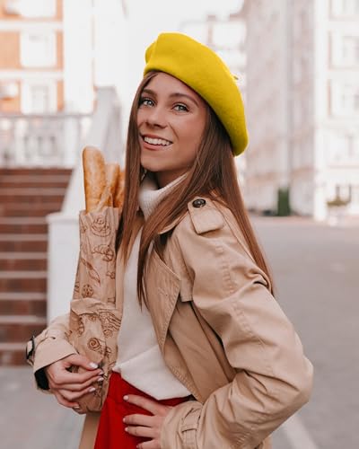 Image of Parquet Solid Color French Beret Hat. Classic French, Casual and Chic Lightweight Cap for Women