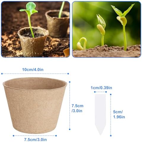 65 Pcs Peat Pots 10 cm, Seed Starting Pot with Drainage Holes - 4