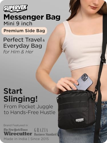 SUPERVEK Messenger Bag for Men Women - Durable Molle Tactical Webbing - Crossbody Shoulder Organizer Messanger Bags - Minimalist Compact Streetwear Urban Travel - Unisex Mens Sling Bag (Black) - image 2