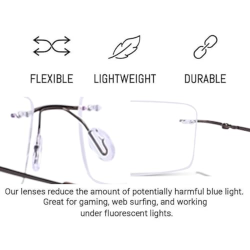Image of Redex Rimless Rectangel Bifocal Reading Glasses Anti Glare Protection For Unisex Power Available 0.50 0.75 1.00 1.25 1.50 1.75 2.00 2.25 2.50 2.75 3.00