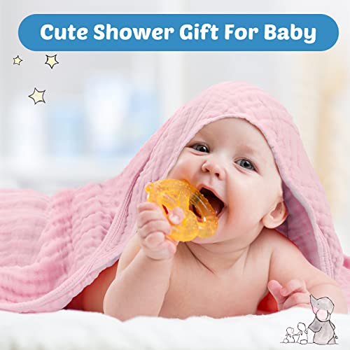 4 Pack Muslin Baby Hooded Bath Towel 32 X 32 Inch Extra Soft And Absorbent Baby Bath Towel With 4 Washcloths 6 Layers Cotton Infant Muslin Blanket For Babies, Newborn, Infant Essential For Boys Girls #TOP5