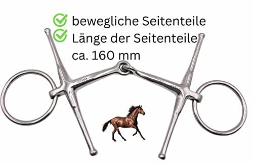 AMKA Knebeltrense Schenkeltrense Fulmer Trense einfach gebrochen Edelstahl massiv Stärke 15 mm Ringe 55 mm