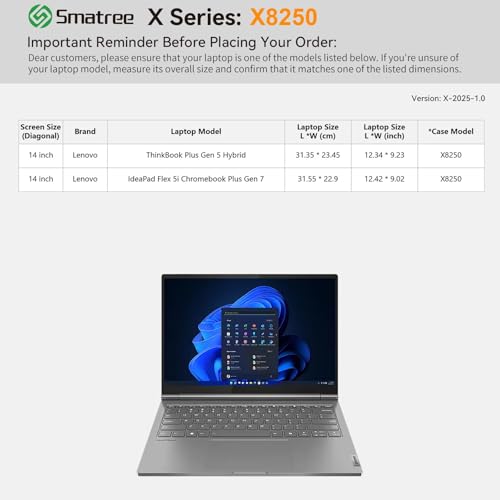 Image of Smatree Hard EVA Protective Sleeve Case Compatible for 14 inch Lenovo ThinkBook Plus Gen 5 Hybrid,for Lenovo IdeaPad Flex 5i Chromebook Plus Gen 7 Laptop,Slim and Anti-Shock Notebook Bag,Green(X8250G)