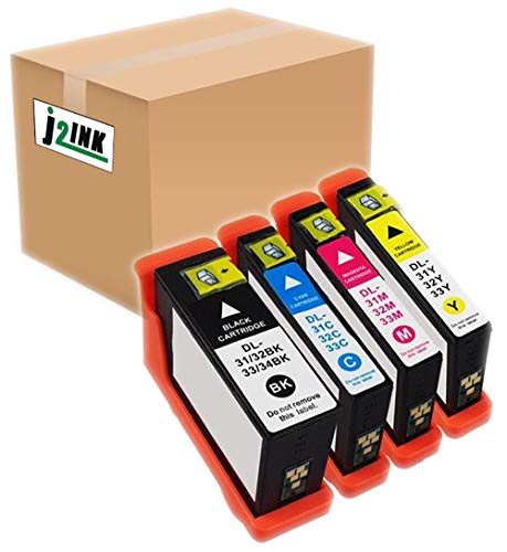 Inkcool 4pk Compatible Dell Series 31XL (Series 33) Extra High Capacity Ink Cartridges for Dell V525w V725w Printers (Black, Cyan, Magenta, Yellow)