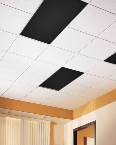 Image of Magnetic Light Cover for Classroom Drop Ceiling,1 Pack 4x2 Ft Fluorescent Light Covers for Office Home Ceiling Light Pure Black Solid Color Lampshade