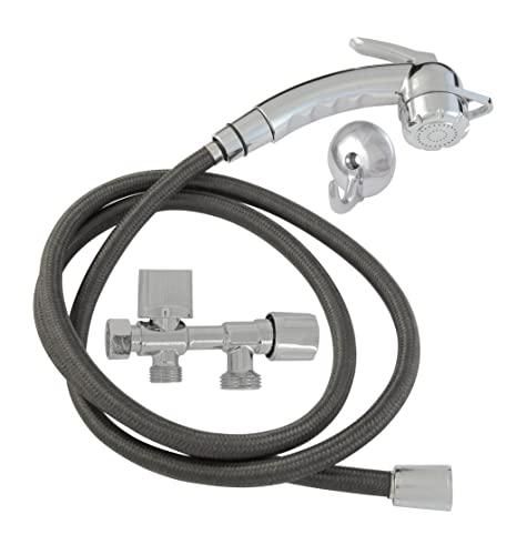 Rousseau Kit Douchette WC, Kit Hygiène complet pour WC en ABS avec Douchette, Support et Robinet 3 voies, Chromé