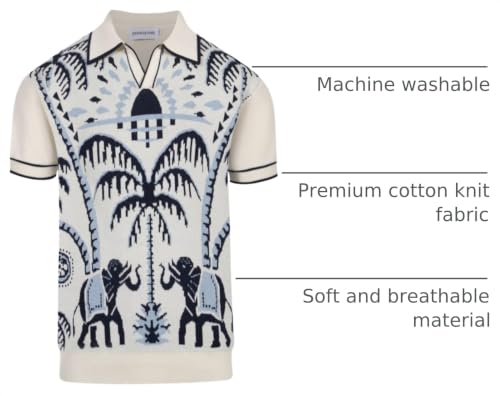 OXKNIT Camisa Polo de Hombre Manga Corta con Patrón de Árbol de Coco miniatura 4