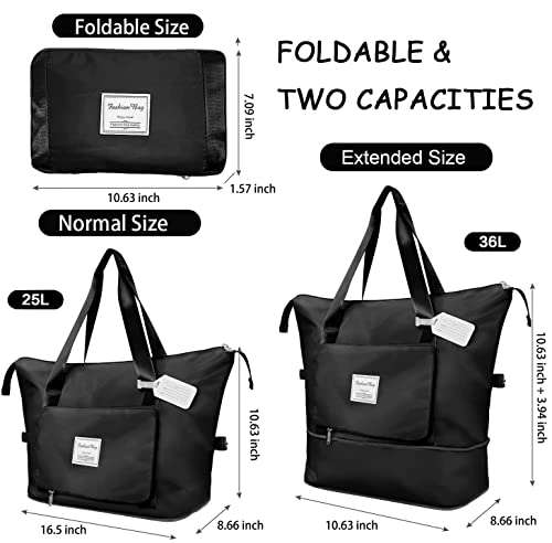 Large Capacity Folding Travel Bag, Travel Duffel Bag With Luggage Tag, Waterproof Lightweight Gym Bag With Wet And Dry Separation Bag, For Travel, Sports, Gym, Black #TOP1