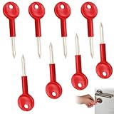 8Pcs Universal Brass Bolt Key Premium Zinc Alloy Security Star Key Replacement with Plastic Handle Universal Window Keys for Doors Windows Fire Doors Pipe Wells Locks Security Racks (Red)
