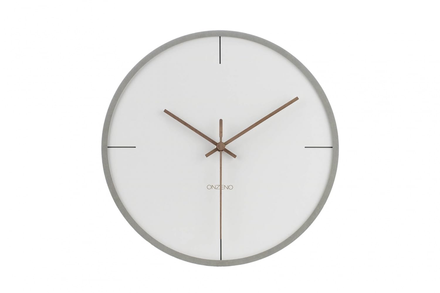 ONZENO Design Wanduhr 'THE Mature.' ohne Tickgeräusche, leise Quarzuhr, Durchmesser 29 cm, Tiefe 0,5 cm, Weiß/Braun